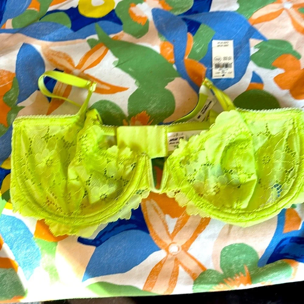 Aerie Balconette Bra Lime Lace ~Real Good~size 34D NWT $44.95 - Picture 2 of 5